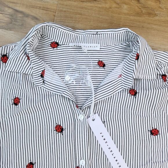☔️🔸️NWT Jane & Delancey Striped Ladybug Adjustable Long Sleeve Top Small - Picture 3 of 10